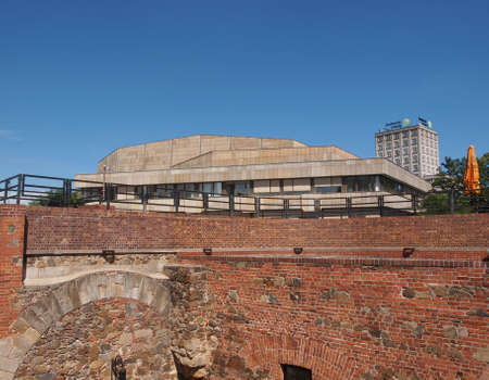 LEIPZIG, GERMANY - JUNE 12, 2014: The Neues Gewandhaus new concert hall in Augustusplatz home of the Leipzig Gewandhaus Orchestra was designed by architect Rudolph Skoda in 1977のeditorial素材