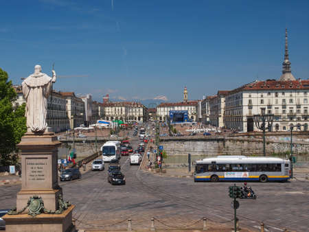TURIN, ITALY - JUNE 20, 2014: The Piazza Vittorio Emanuele II square in Turin Italyのeditorial素材