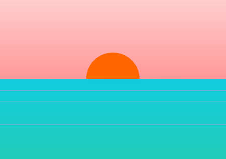 Simple scene - Sunset at seaの写真素材