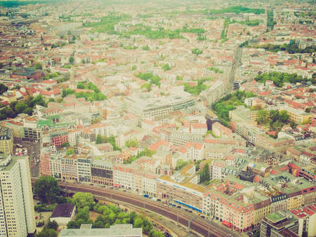 Vintage looking Aeria view of the city of Berlin in Germanyの写真素材