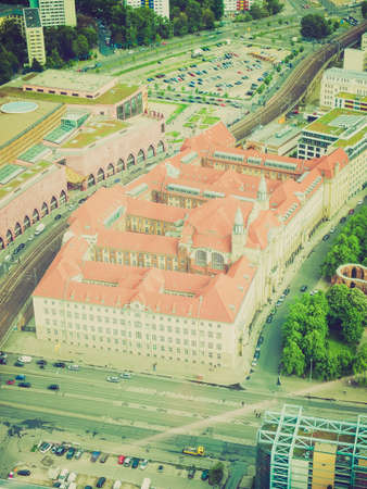 Vintage looking Aeria view of the city of Berlin in Germany
