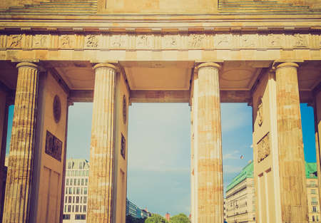 Vintage looking Brandenburger Tor Brandenburg Gate famous landmark in Berlin Germanyの写真素材
