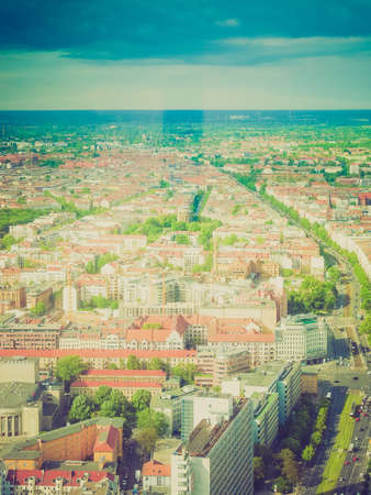 Vintage looking Aeria view of the city of Berlin in Germany