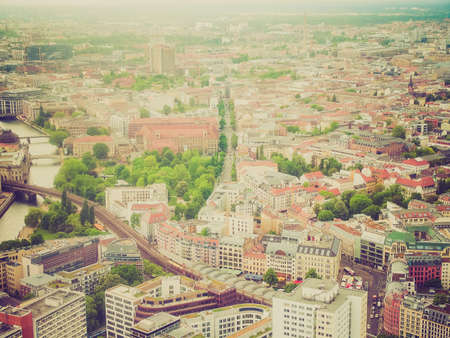 Vintage looking Aeria view of the city of Berlin in Germany