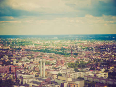 Vintage looking Aeria view of the city of Berlin in Germany