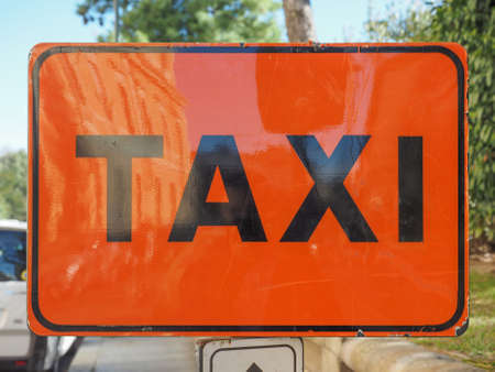 A traffic sign for a taxi zoneの写真素材