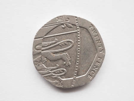 Twenty pence coin currency of the United Kingdom
