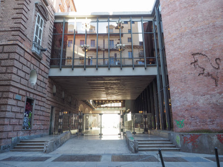 TURIN, ITALY - OCTOBER 22, 2014: The Teatro Regio Royal Theatre was redesigned by famous italian architect Carlo Mollino in 1967 after being destroyed by a fireのeditorial素材