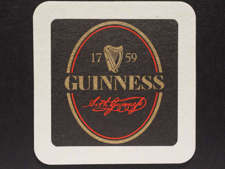 DUBLIN, IRELAND - DECEMBER 11, 2014: Beermat of Irish beer のeditorial素材