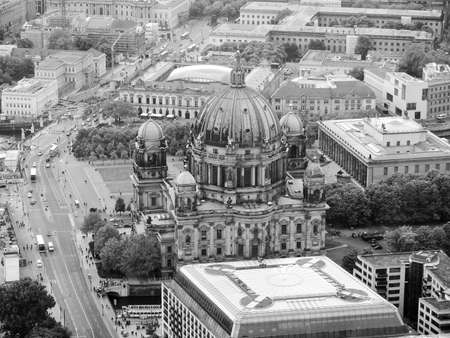 Aeria view of the city of Berlin in Germany in black and whiteの写真素材
