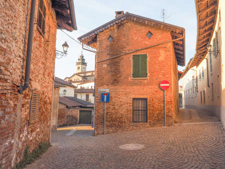 View of La Chiocciola old town in Chieri Italyの写真素材