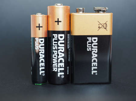 NEW YORK, USA - JANUARY 10, 2015: Duracell AAA, AA and 9V batteriesのeditorial素材