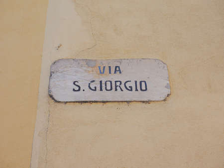 Via San Giorgio street sign, meaning St George Streetの写真素材