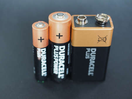 NEW YORK, USA - JANUARY 10, 2015: Duracell AAA, AA and 9V batteriesのeditorial素材