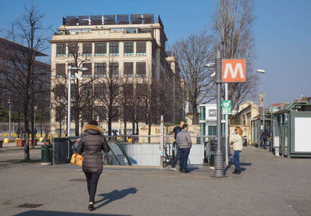TURIN, ITALY - FEBRUARY 19, 2015: Travellers at Lingotto metro stationのeditorial素材