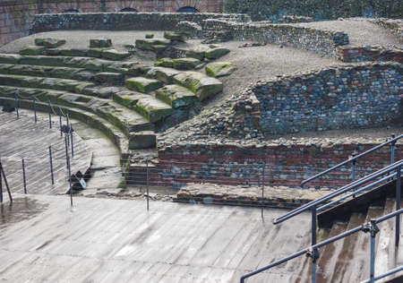 Ruins of the ancient Roman theatre in Turin Italyの写真素材
