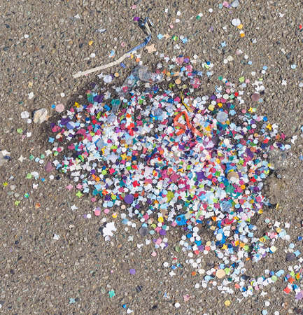 Paper carnival confetti of many coloursの写真素材