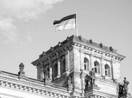 Reichstag German houses of parliament in Berlin Germany in black and whiteのeditorial素材