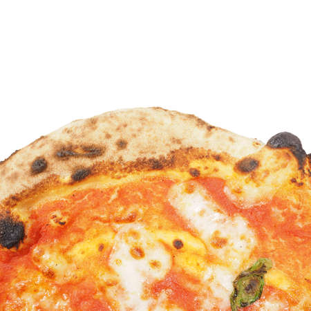 Margherita aka margarita traditional Italian pizza isolated over white background with copy spaceの写真素材