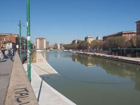 MILAN, ITALY - MARCH 28, 2015: The City harbor known as La Darsena is being redeveloped as part of the Expo Milano 2015 international exhibitionのeditorial素材