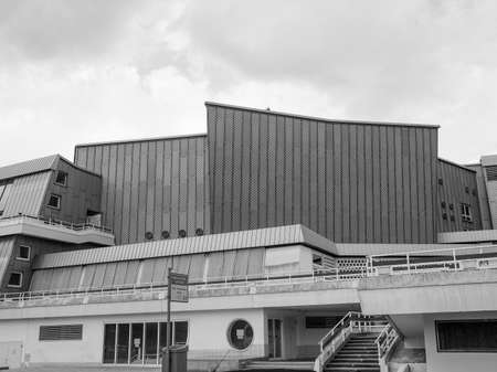 The Berliner Philarmonie concert hall in Berlin Germany in black and whiteのeditorial素材