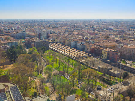 Aerial view of the city of Milan in Italyのeditorial素材