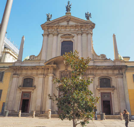 MILAN, ITALY - MARCH 28, 2015: Chiesa di San Giorgio meaning St George church in Milan Italyのeditorial素材