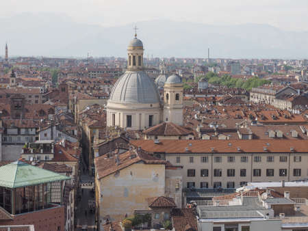 Aerial view of the city of Turin in Piedmont Italyの写真素材