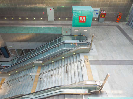 TURIN, ITALY - APRIL 11, 2015: The new Torino Porta Susa station is the main railway and subway station in townのeditorial素材