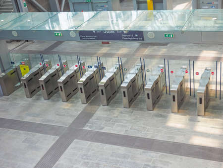 TURIN, ITALY - APRIL 11, 2015: The new Torino Porta Susa station is the main railway and subway station in townのeditorial素材