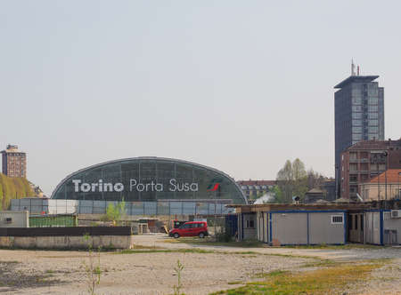 TURIN, ITALY - APRIL 11, 2015: The new Torino Porta Susa station is the main railway and subway station in townのeditorial素材
