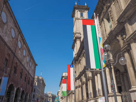 MILAN, ITALY - MARCH 28, 2015: Flags from all countries of the world on show in Milan city centre as part of the Expo Milano 2015 international exhibitionのeditorial素材