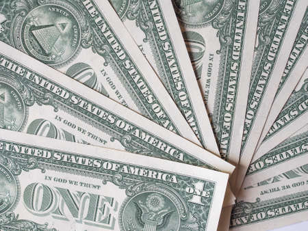 Dollar banknotes 1 Dollar currency of the United States useful as a backgroundの写真素材