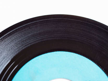 Vinyl record vintage analog music recording medium with blue label