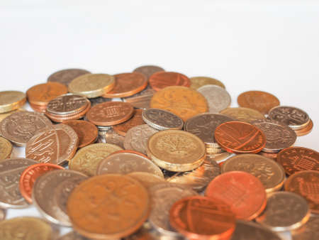 Pound coins  currency of the United Kingdomの写真素材