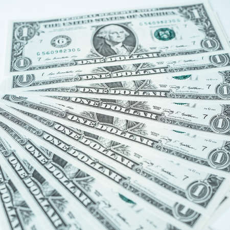 Dollar banknotes 1 Dollar currency of the United States useful as a backgroundの写真素材