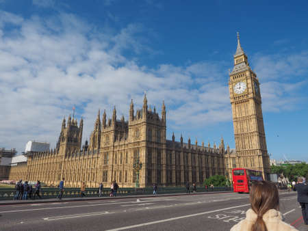 LONDON, UK - JUNE 10, 2015: Houses of Parliament aka Westminster Palace seen from Westminster Bridgeのeditorial素材