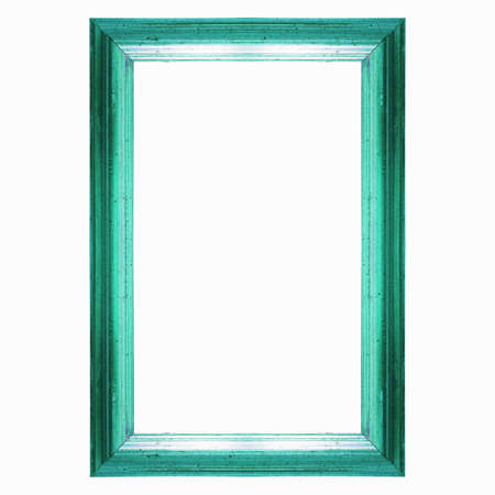 Green wooden frame with copy space isolated over whiteの写真素材