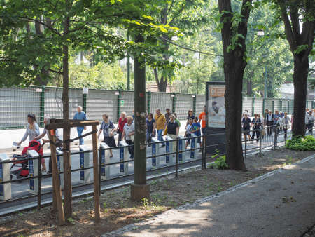 TURIN, ITALY - JUNE 19, 2015: People queueing to see the Holy Shroud aka Santa Sindone