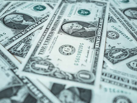 Dollar banknotes 1 Dollar currency of the United States useful as a backgroundの写真素材