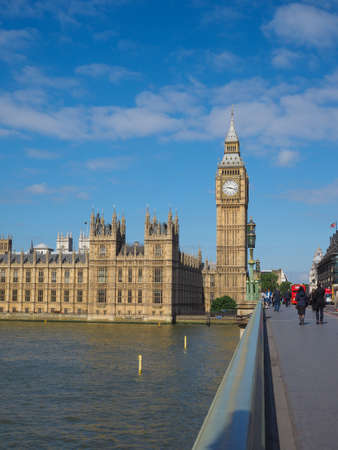 LONDON, UK - JUNE 10, 2015: Houses of Parliament aka Westminster Palace seen from Westminster Bridgeのeditorial素材