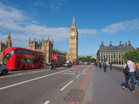 LONDON, UK - JUNE 10, 2015: Houses of Parliament aka Westminster Palace seen from Westminster Bridgeのeditorial素材