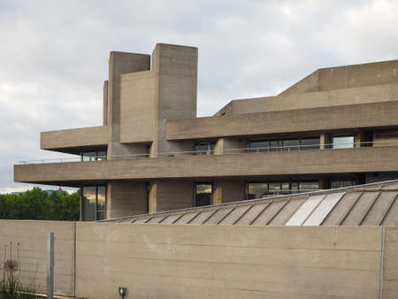 LONDON, UK - JUNE 09, 2015: The National Theatre designed by Sir Denys Lasdun is a masterpiece of new brutalist architectureのeditorial素材