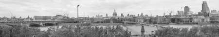 LONDON, UK - JUNE 10, 2015: High resolution panoramic view of River Thames in black and whiteのeditorial素材