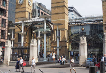 LONDON, UK - JUNE 12, 2015: Travellers at Liverpool Street Station