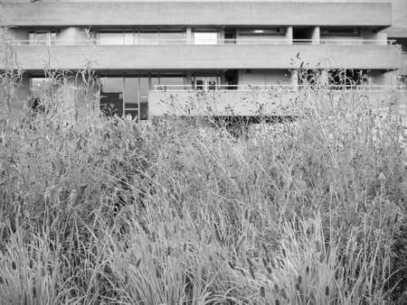 LONDON, UK - JUNE 09, 2015: The National Theatre designed by Sir Denys Lasdun is a masterpiece of new brutalist architecture in black and whiteのeditorial素材