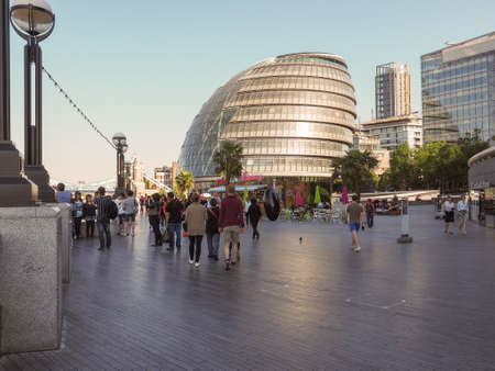 Greater London Authority City Hall building designed by Lord Foster in 2002 in London, UK in black and whiteのeditorial素材