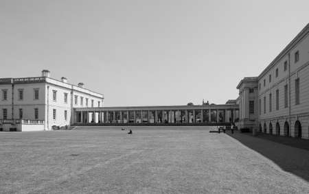 LONDON, UK - JUNE 11, 2015: National Maritime Museum in Greenwich in black and whiteのeditorial素材