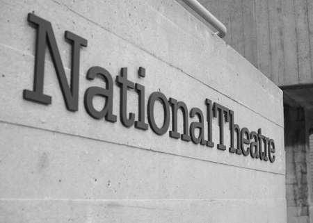 LONDON, UK - JUNE 09, 2015: The National Theatre designed by Sir Denys Lasdun is a masterpiece of new brutalist architecture in black and whiteのeditorial素材