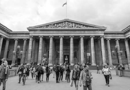 LONDON, UK - JUNE 09, 2015: The British Museum in black and whiteのeditorial素材